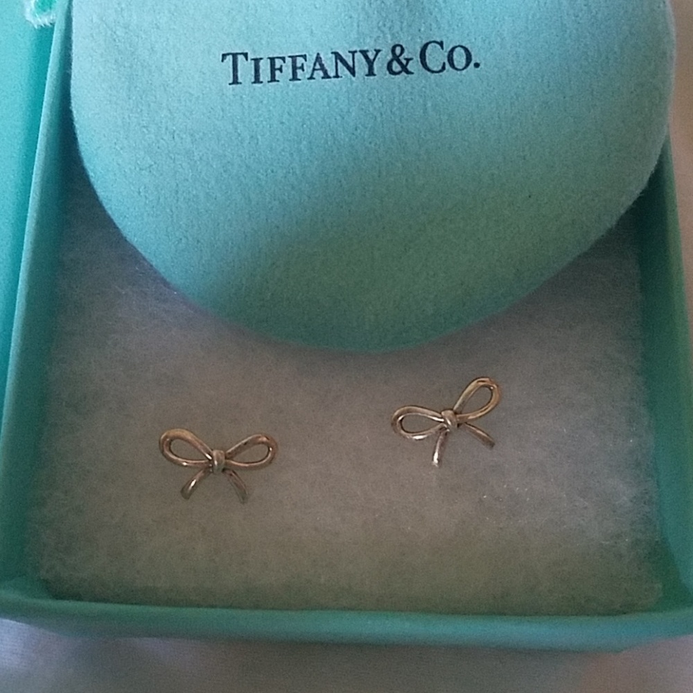 Tiffany & Co dainty bow earrings.